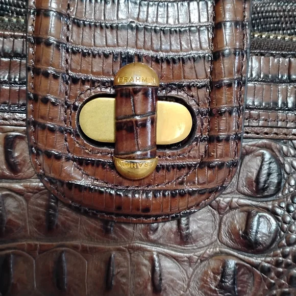 Vintage Brahmin Brown Pecan Melbourne Crossbody Leather String Wallet Organizer - Picture 3 of 13